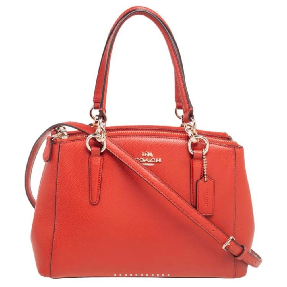 Coach Red Leather Satchel with Crossbody Strap - Picture 4 of 9